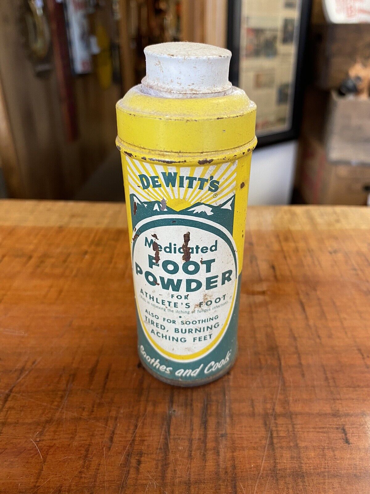 Vintage DeWitt’s Medicated Foot Powder Tin With Lid 