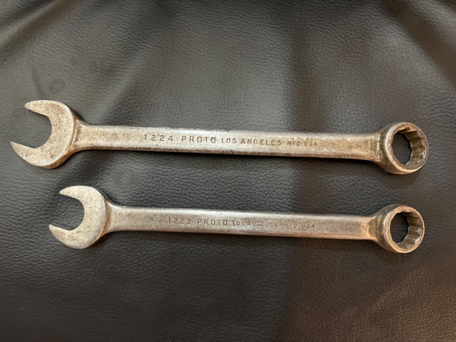 Lot Of 2 SAE PROTO Los Angeles USA Combination Wrenches 1224 3/4”-1222 11/16”