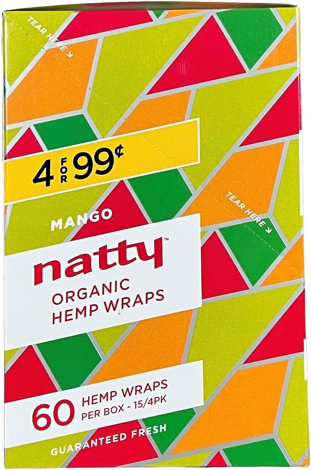Natty Full Width Wraps 15 Packs Per Box 4 Wraps Per Pack (Mango)