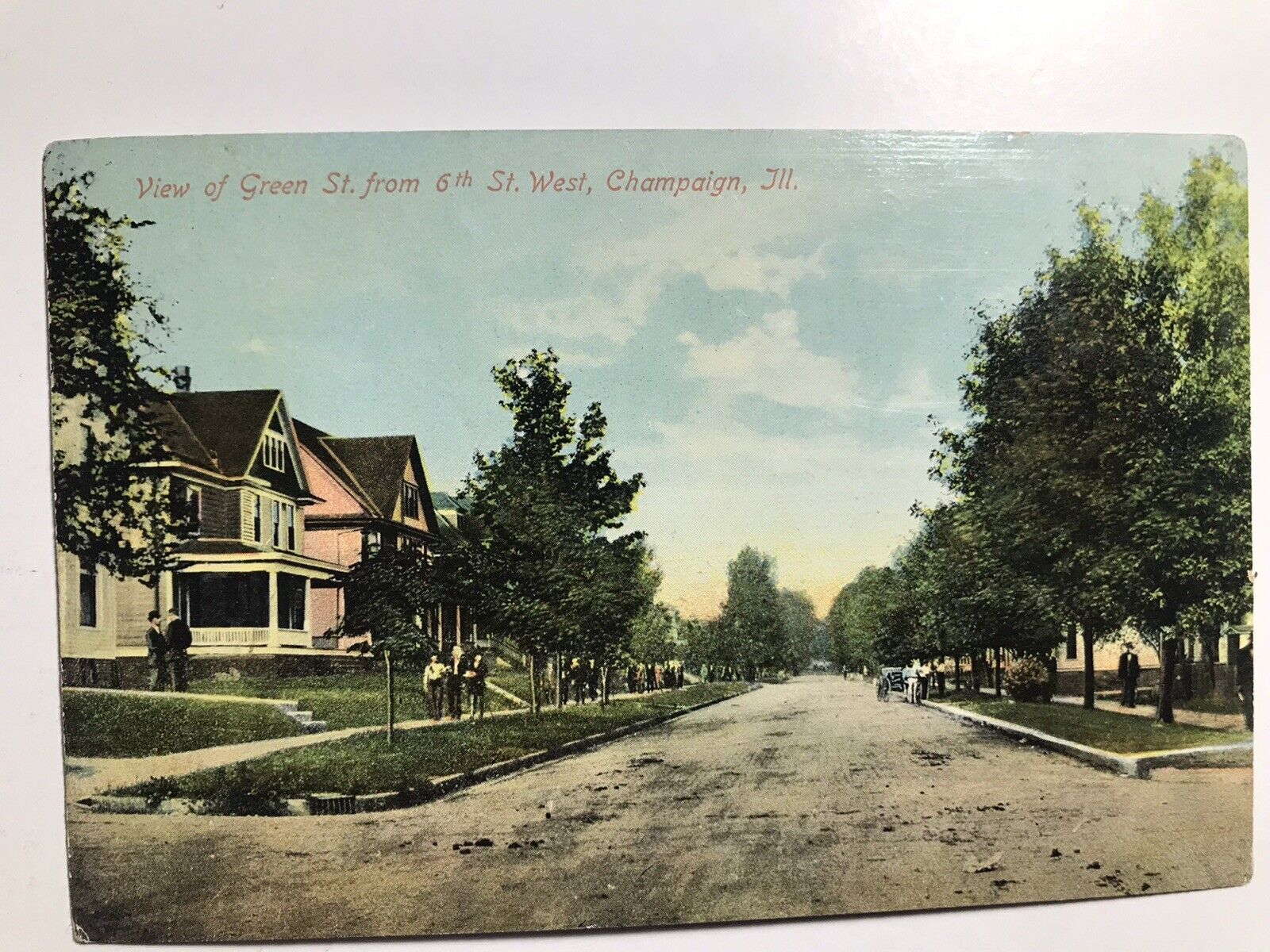 1909 View Of Green St From 6th St West Champaign Illinois Postcard