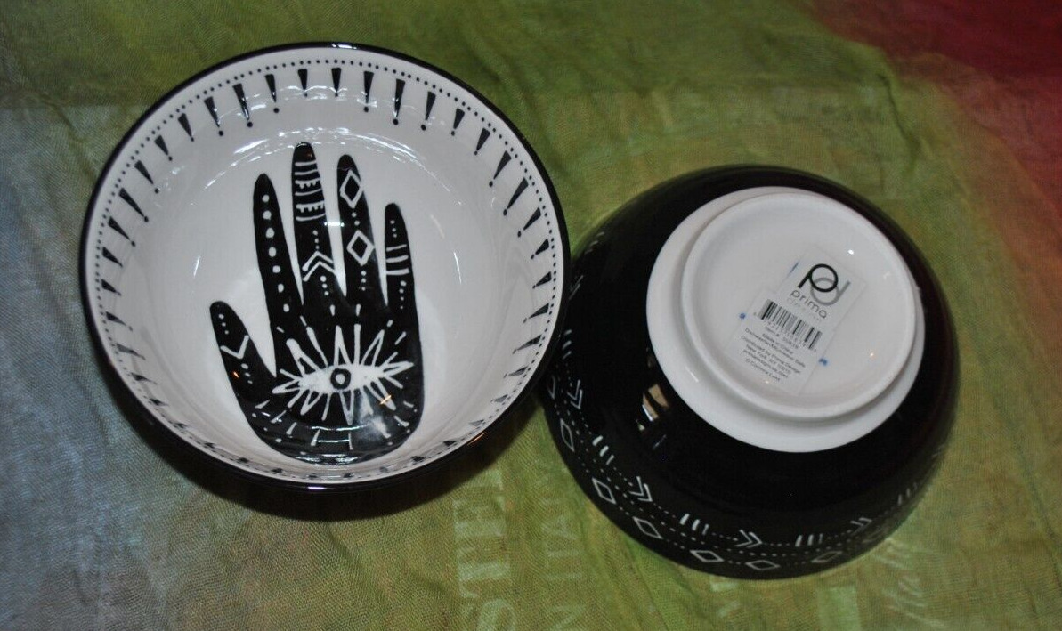 NEW Prima Design S/2 Footed Soup Bowl Palmistry Mysticism Alchemy 5.3\