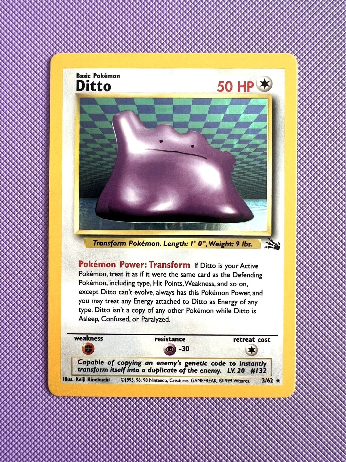 Pokémon TCG Ditto Fossil 3/62 Holo Rare LP Card