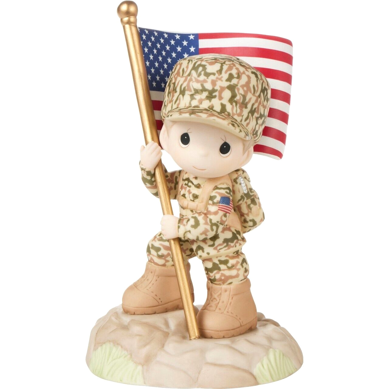 ✿ New PRECIOUS MOMENTS Figurine U.S. ARMY MILITARY SOLDIER American Boy 232018