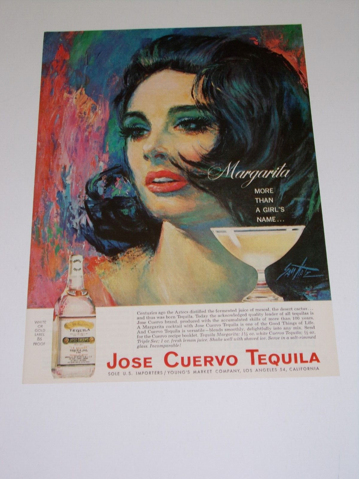 1964 Jose Quervo Tequila Ad Sam Katz Art Work Margarita more than a girl\'s name8
