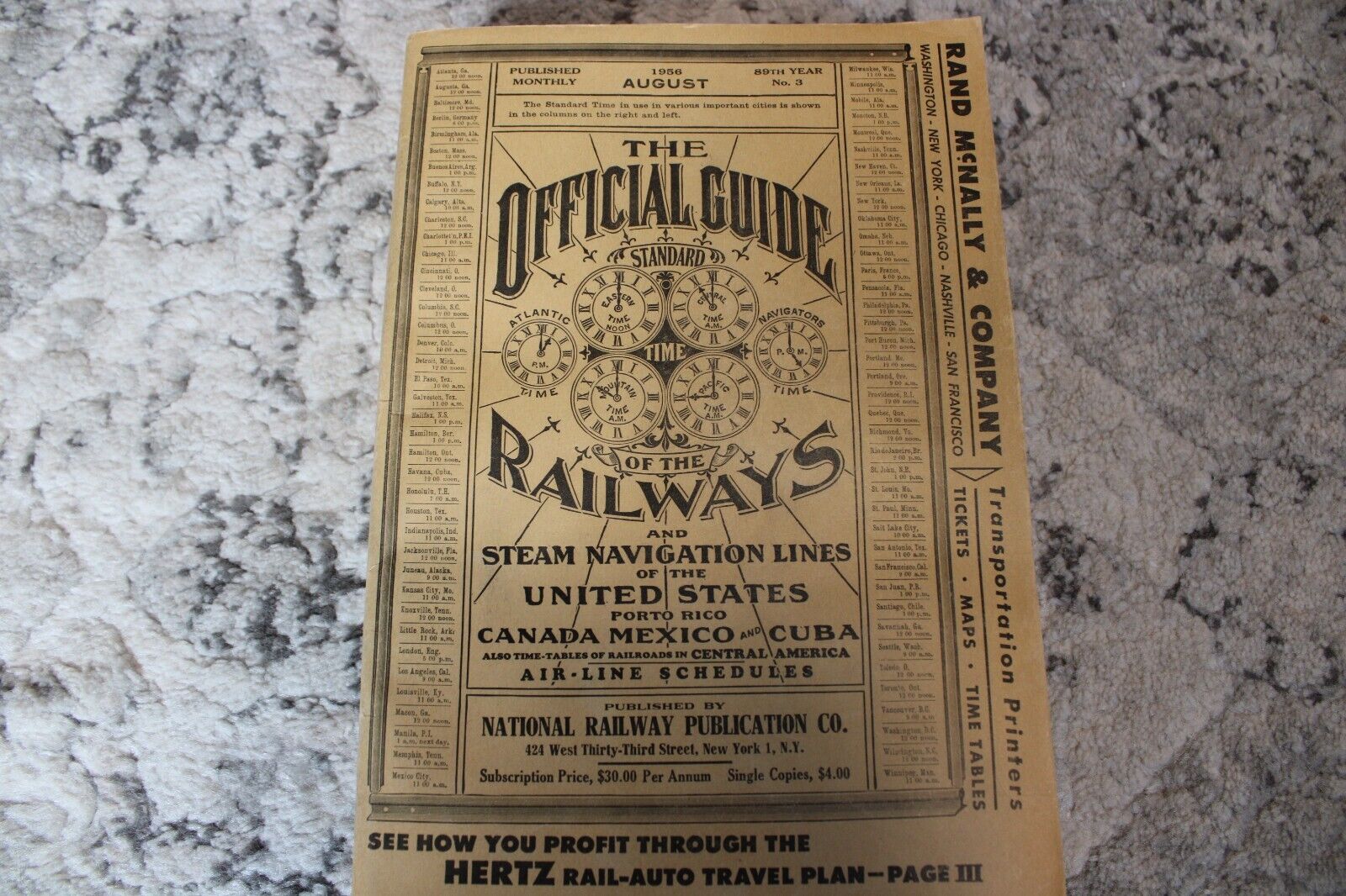 1956 OFFICIAL GUIDE STANDARD TIME RAILWAYS STEAM NAVIGATION TIMES AIRLINE SCHED