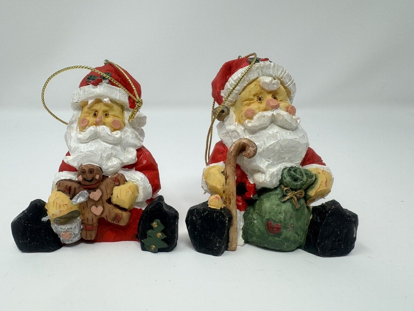 2 Vtg Limited Edition Santa Christmas Ornaments 1999