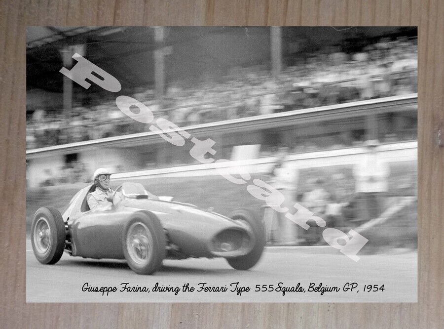 Historic Giuseppe Farina, Ferrari 555 Squalo Belgium GP 1954 Postcard