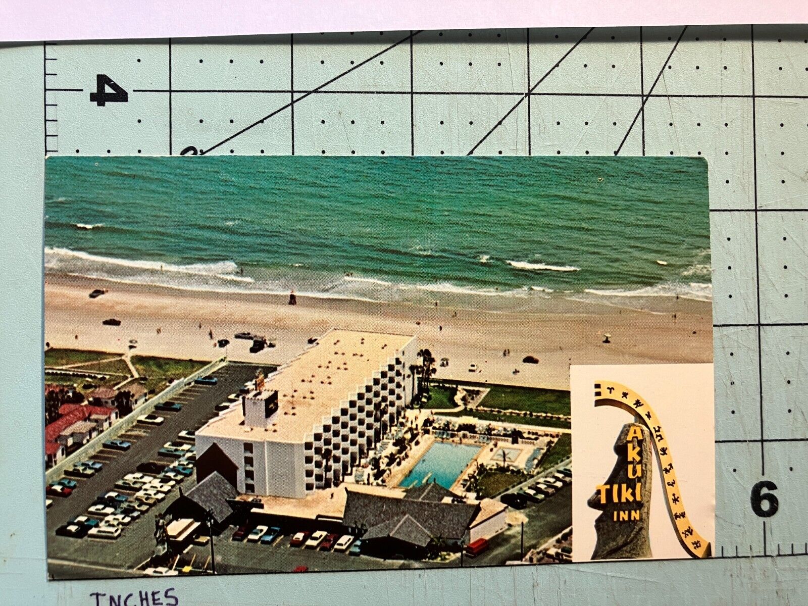 Vintage Aku Tiki Inn Postcard - Daytona Beach Shores  Florida -