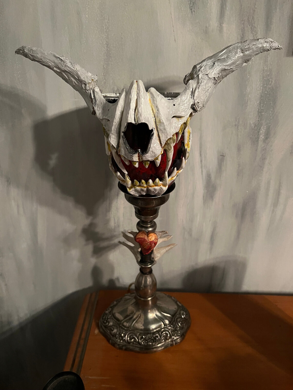 Ooak Hand Made Gothic Mystical Scary Halloween Lamp skull