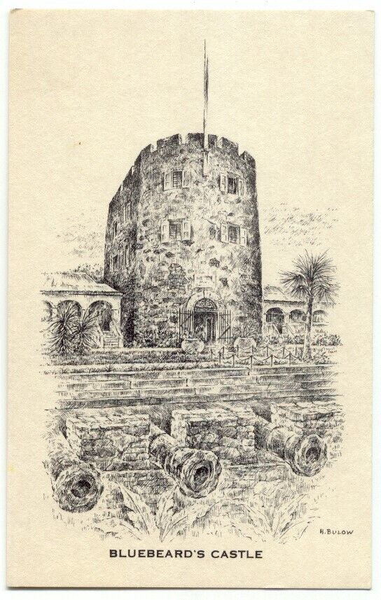 St. Thomas V.I. Bluebeard\'s Castle H. Bulow Sketch Postcard