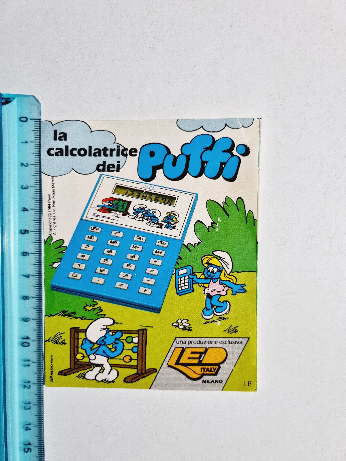 Smurfs Calculator Adhesive Autocollant Sticker Vintage 80s Original