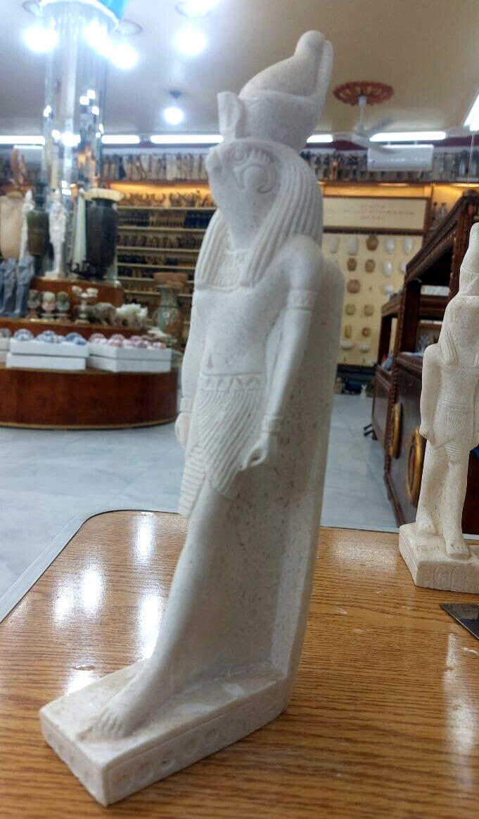 Unique Egyptian Horus Ancient White Stone Antique Pharaonic Handmade Statue BC