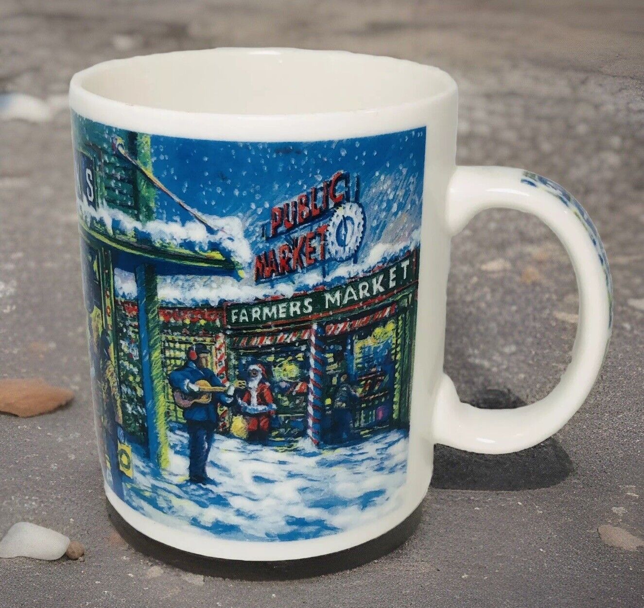 VTG Starbucks Pike Place Mug Seattle Christmas Market Oversized Coffee Mug
