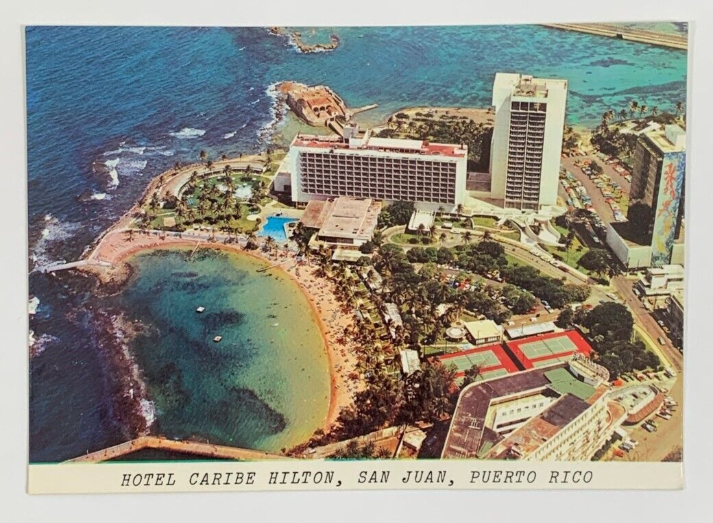 Aerial View Caribe Hilton Hotel San Juan Puerto Rico Postcard Unposted