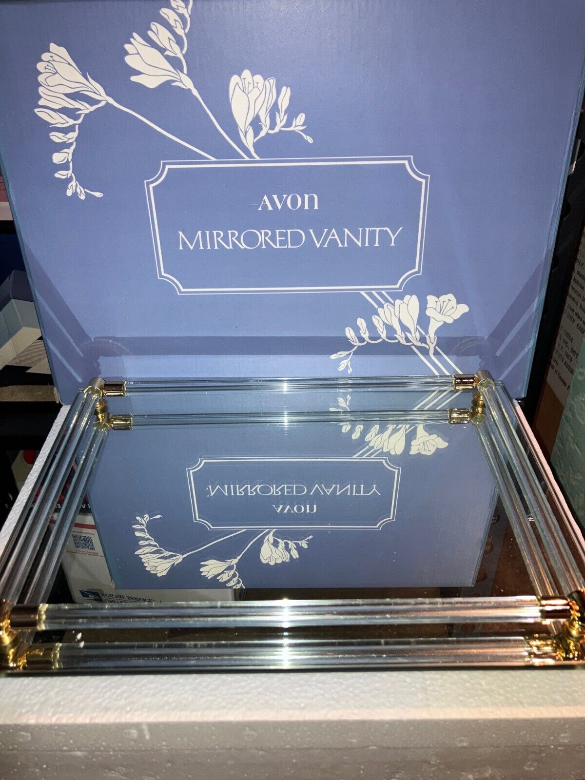 Vintage Avon Mirrored Vanity Tray New Original Box 11”x8”