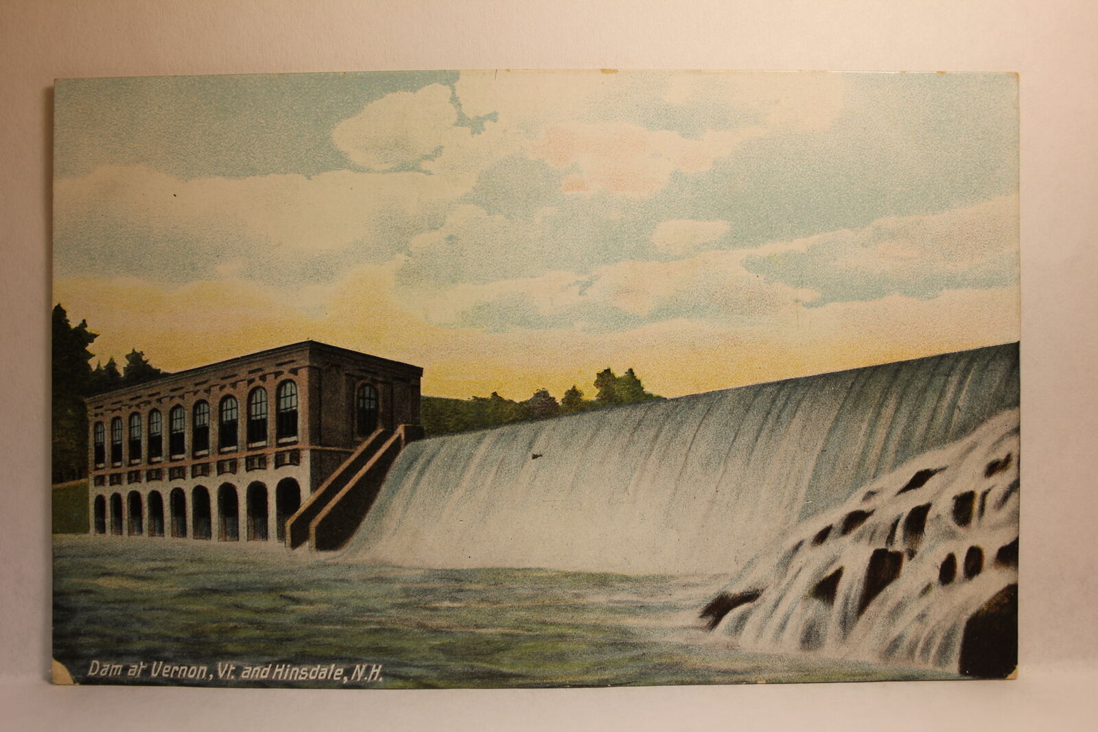 Postcard Dam At Vernon Vermont And Hinsdale NH G10