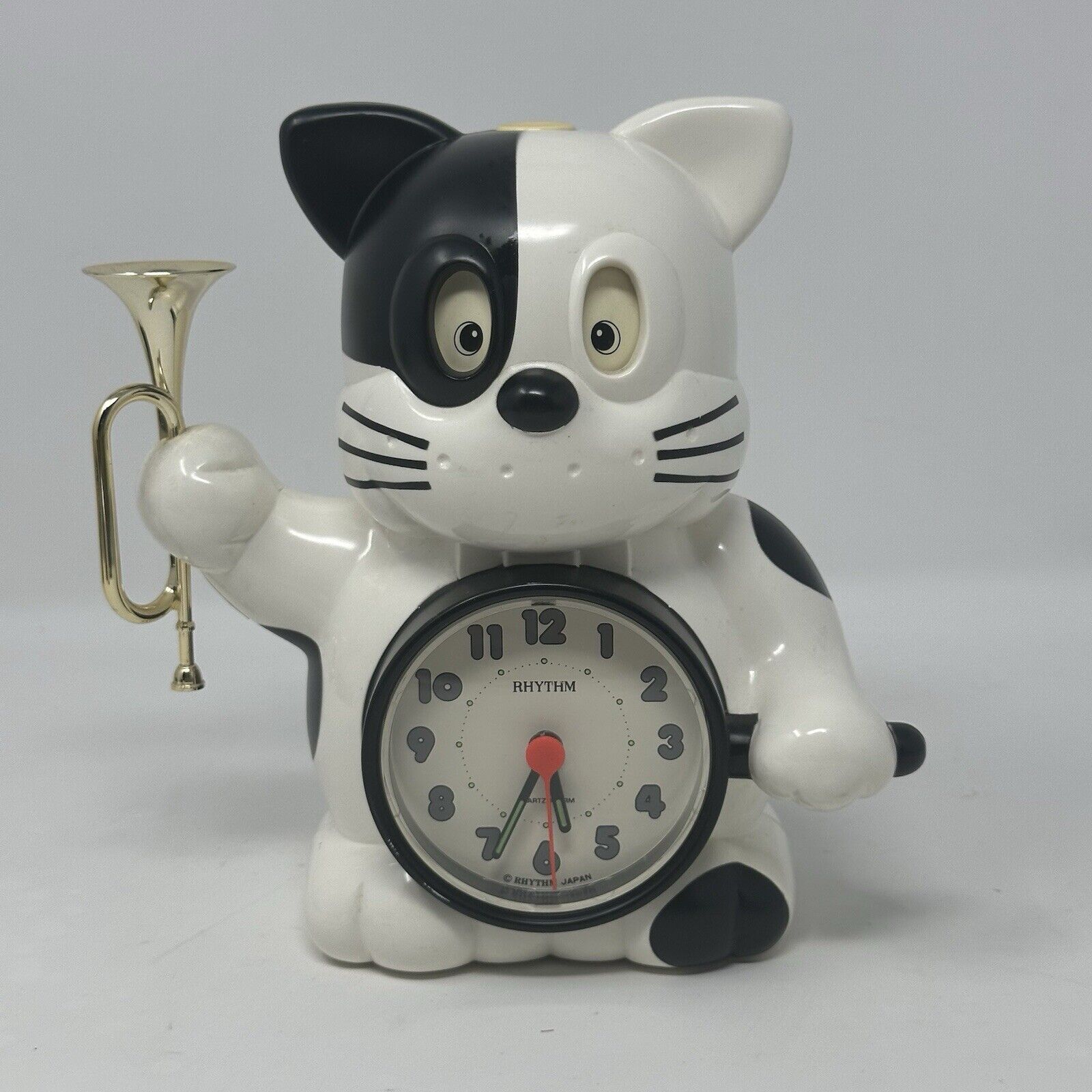 Bugle Rise & Shine Cat Talking Alarm Clock Rhythm Japan Vintage Tested