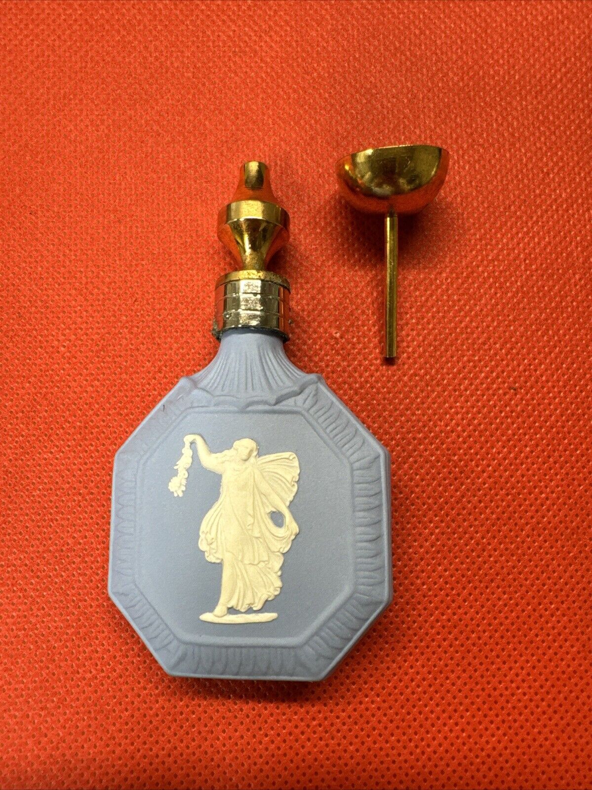 Vintage Wedgwood Blue Jasperware Perfume Bottle With Dipper Dancing Hours