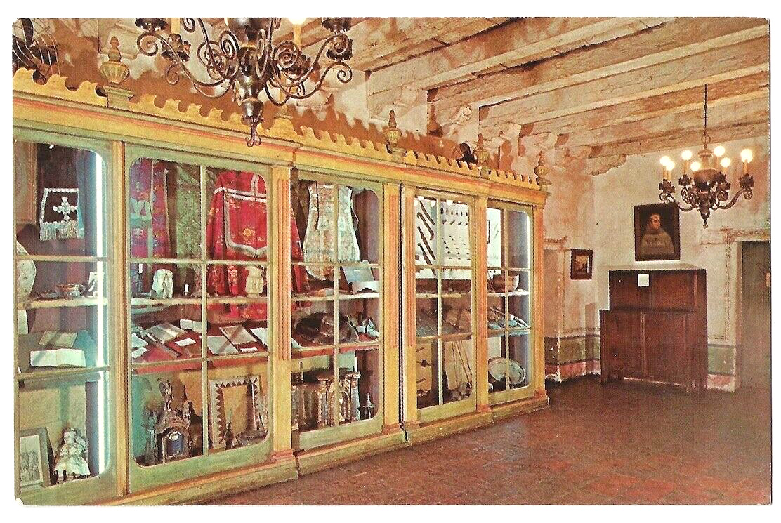 Mission Santa Barbara California c1950\'s Relics and Indian Artifacts, lobby