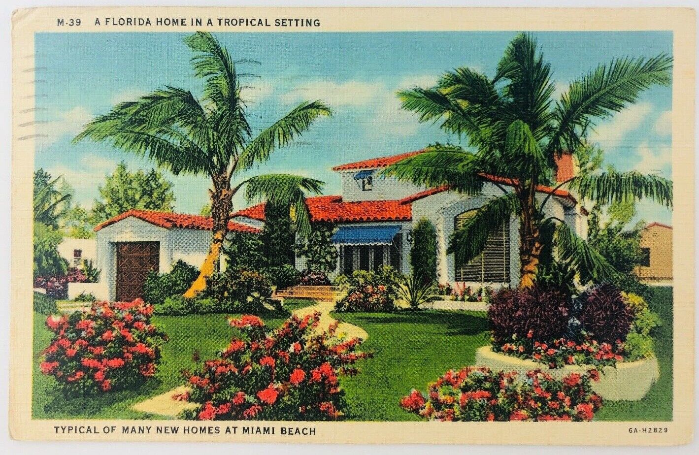 Vintage Miami Beach Florida FL A Typical Florida Home in a Tropical Setting 1941