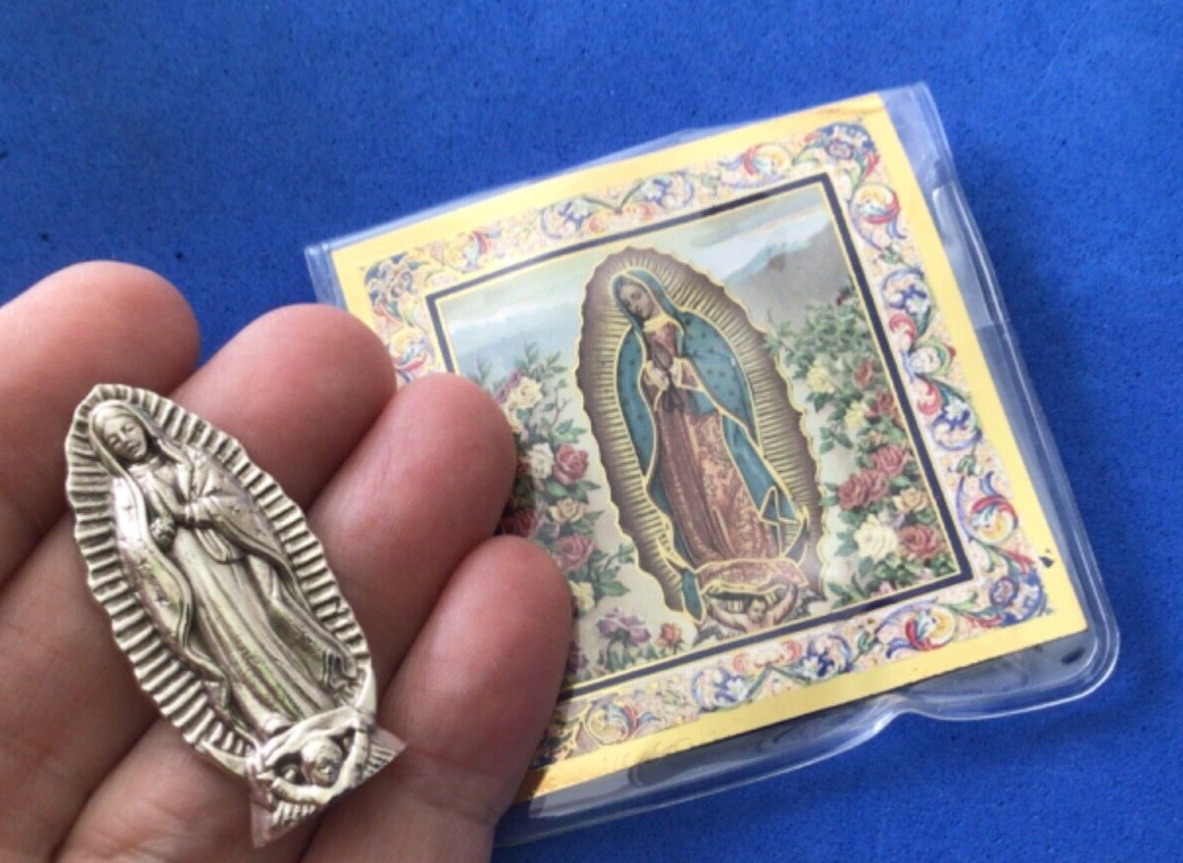 Our Lady of Guadalupe Silver Metal Saint Pocket TOKEN Icon Prayer