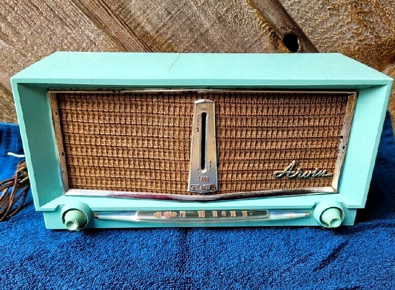 Vintage: ARVIN Twin Speaker Radio (Model #956T I) - Rare Turquoise Color ~ Works