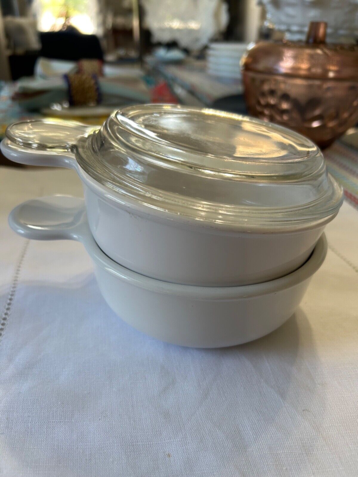 Set of 2 Corning Ware P-150-B Grab It 15 Ounce Bowls With ONE Pyrex Glass Lid