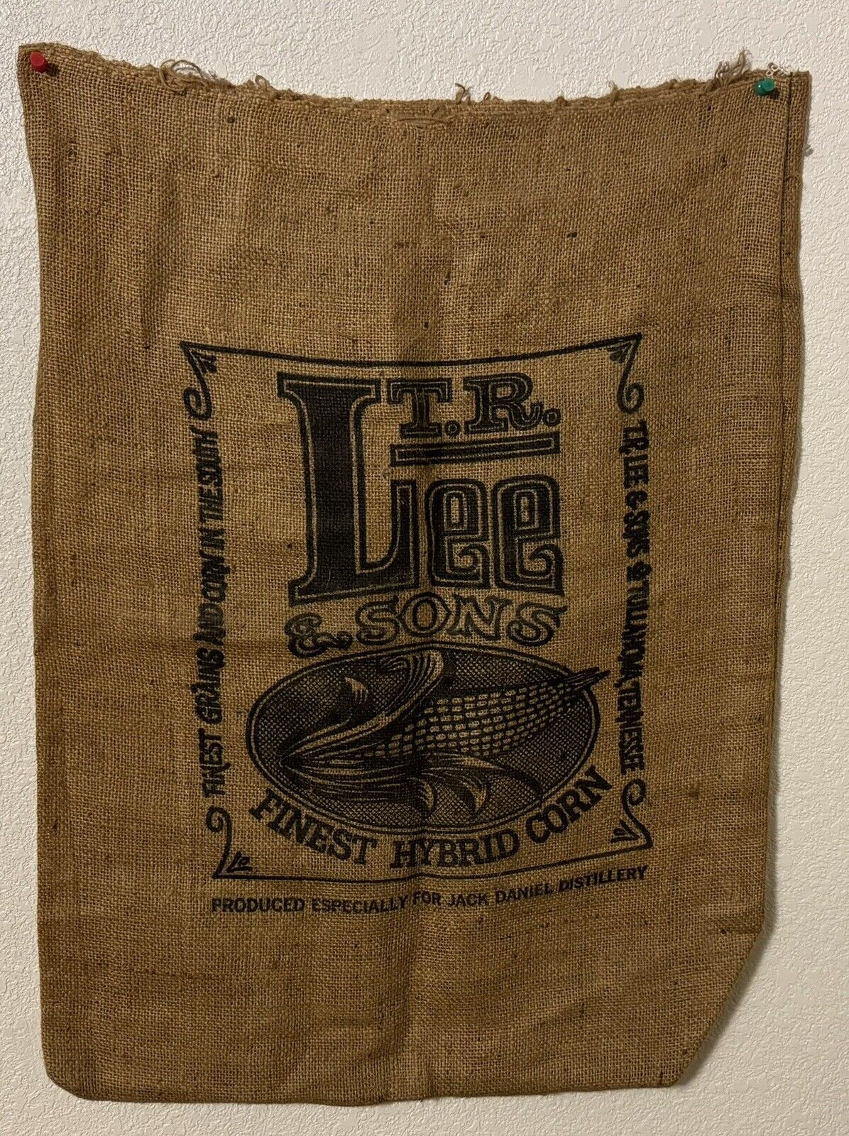 Rare Jack Daniel's Whiskey Vintage Burlap Corn Bag.