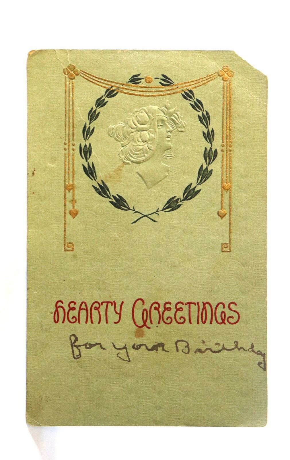 Antique Pre 1907 Postcard Embossed Hearty Greetings