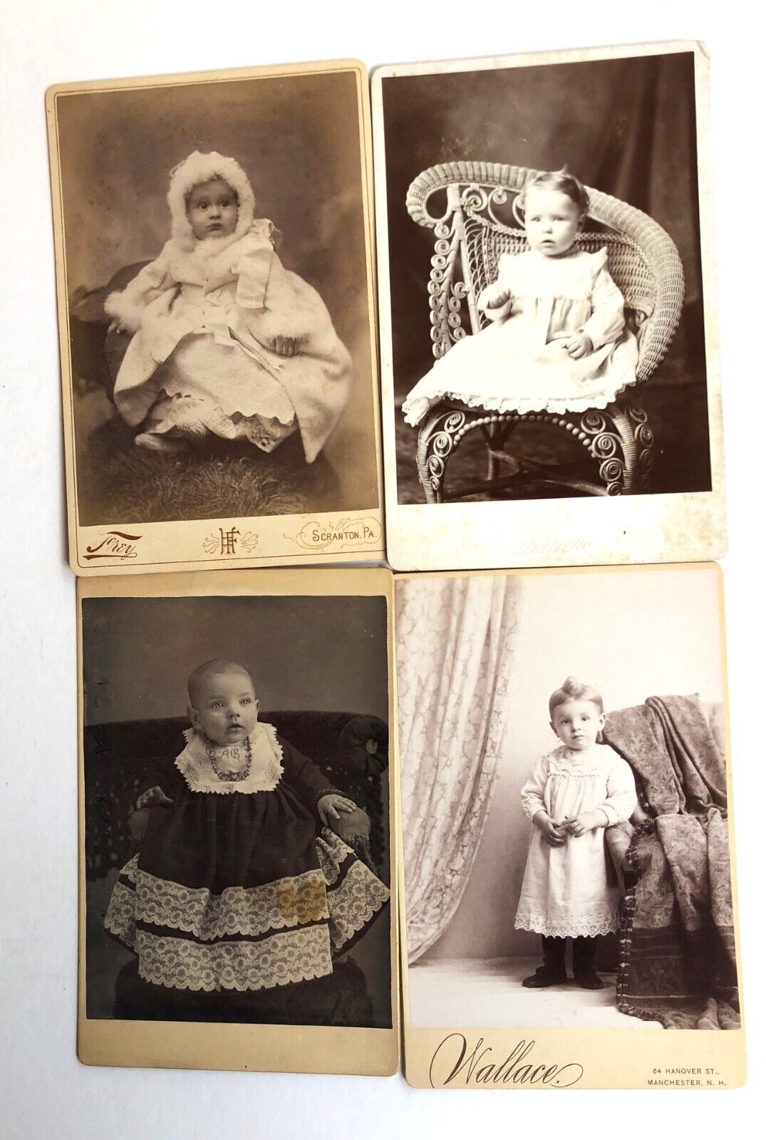 Circa 1885- 90 Group of 4 Cabinet Photos - Children, Children, Children