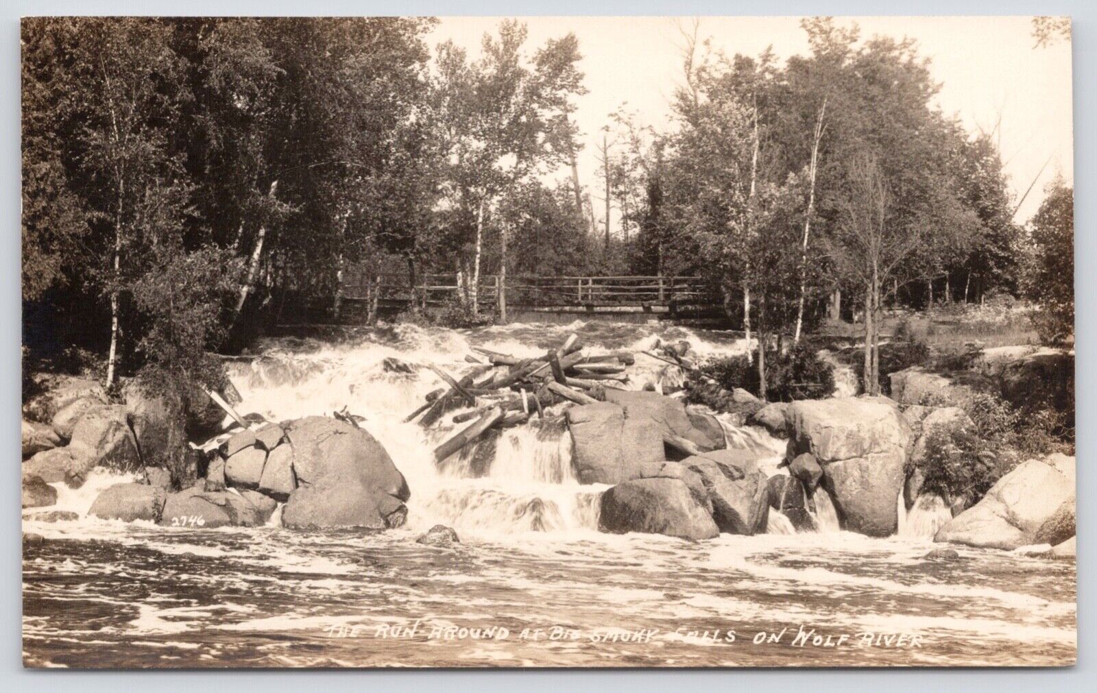 Postcard RPPC Big Smokey Falls \'The Run-Around\' Wolf River Keshena WI c1920s