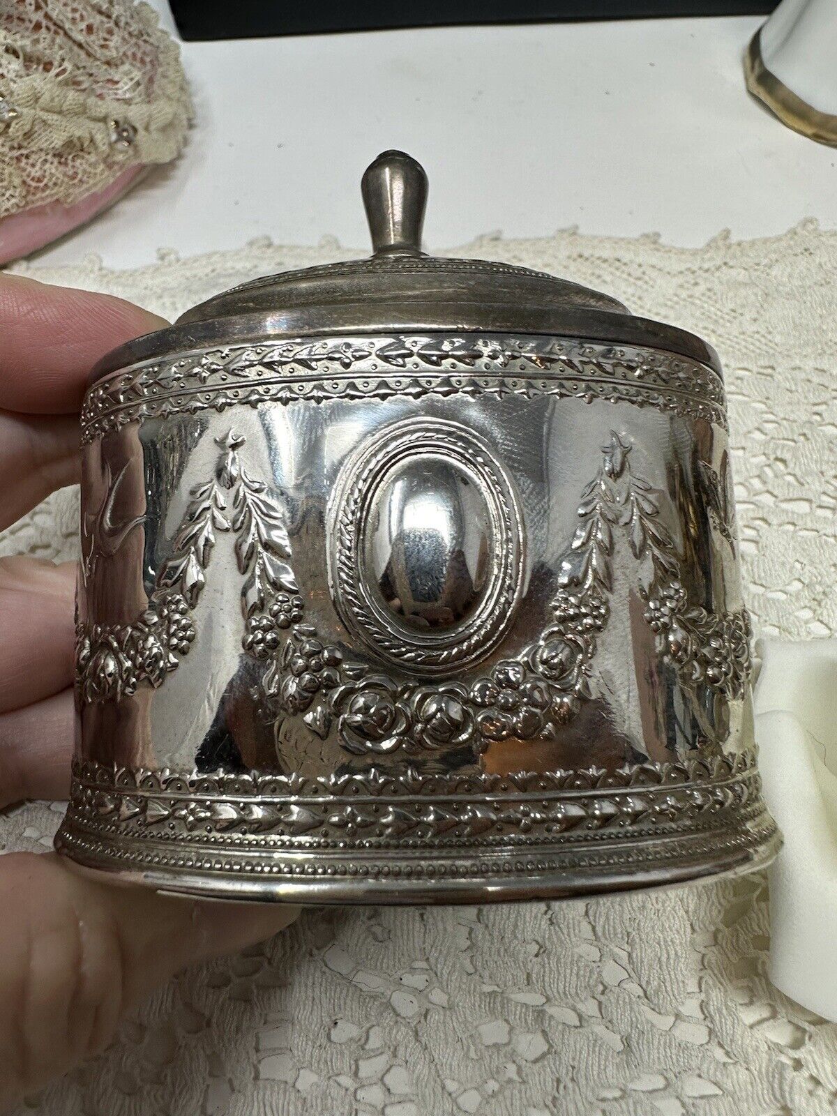 Antique Ornate Renaaissance Silver Hinged , Jewelry Casket