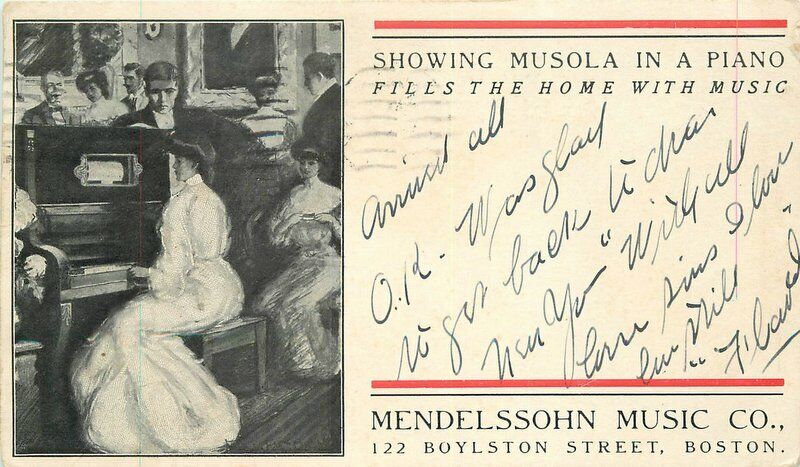 Advertising 1907 Boston Massachusetts Postcard Mendelssohn Music 20-6634