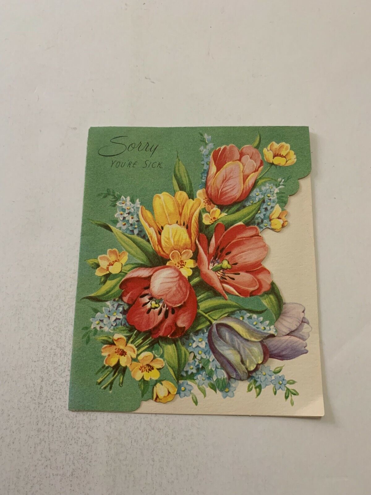 Vintage 1950\'s Sorry You\'re Sick Greeting Card Flowers