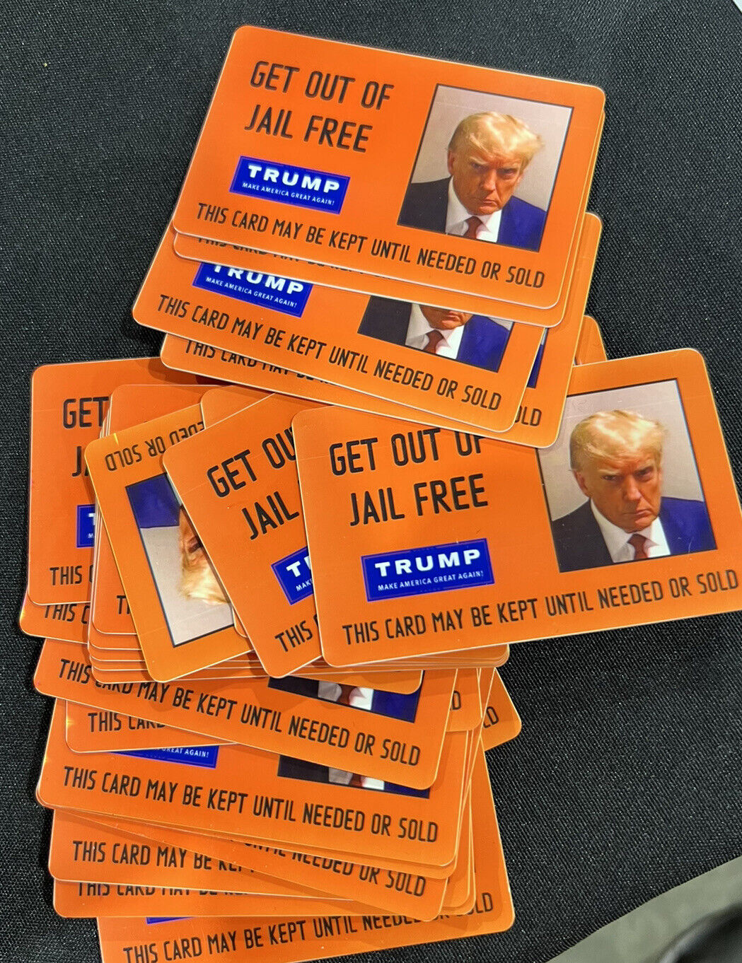 Donald Trump LOT OF 25  GET OUT OF JAIL FREE ID Card Plastic ID Fulton Mugshot