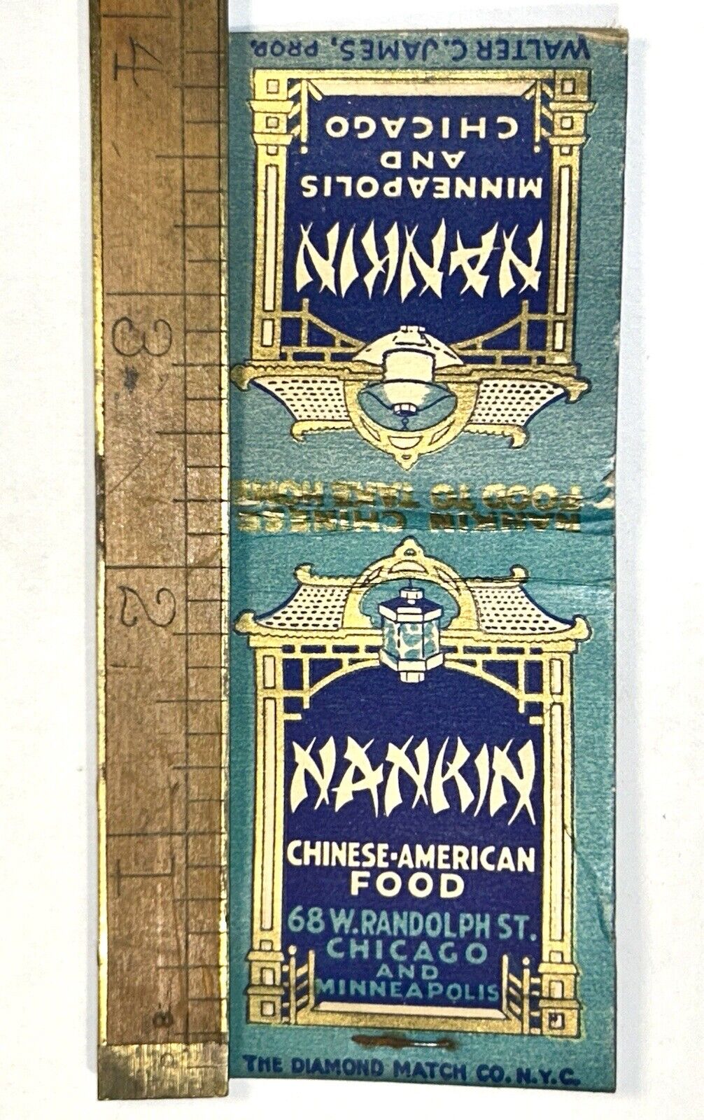 Early Chicago Chinese American Advertising Matchbook Restaurant 1930s Nankin USA