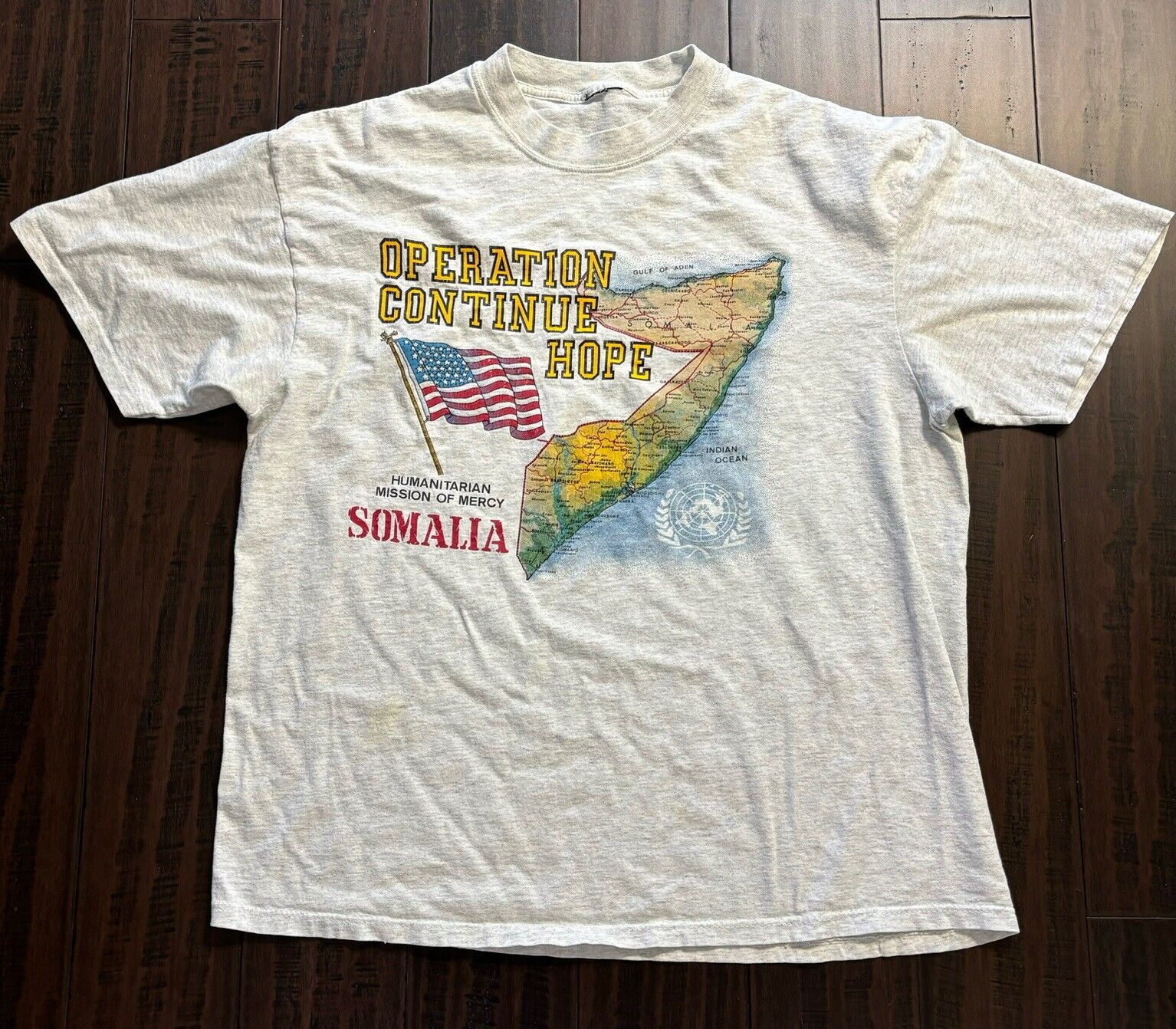 Vintage Operation Continue Hope Shirt XL 90s Military Single Stitch Somalia READ