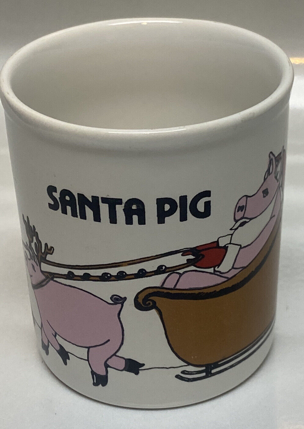 Nice Vintage “SANTA PIG” Funny Strange Christmas Coffee Mug Minty ENGLAND