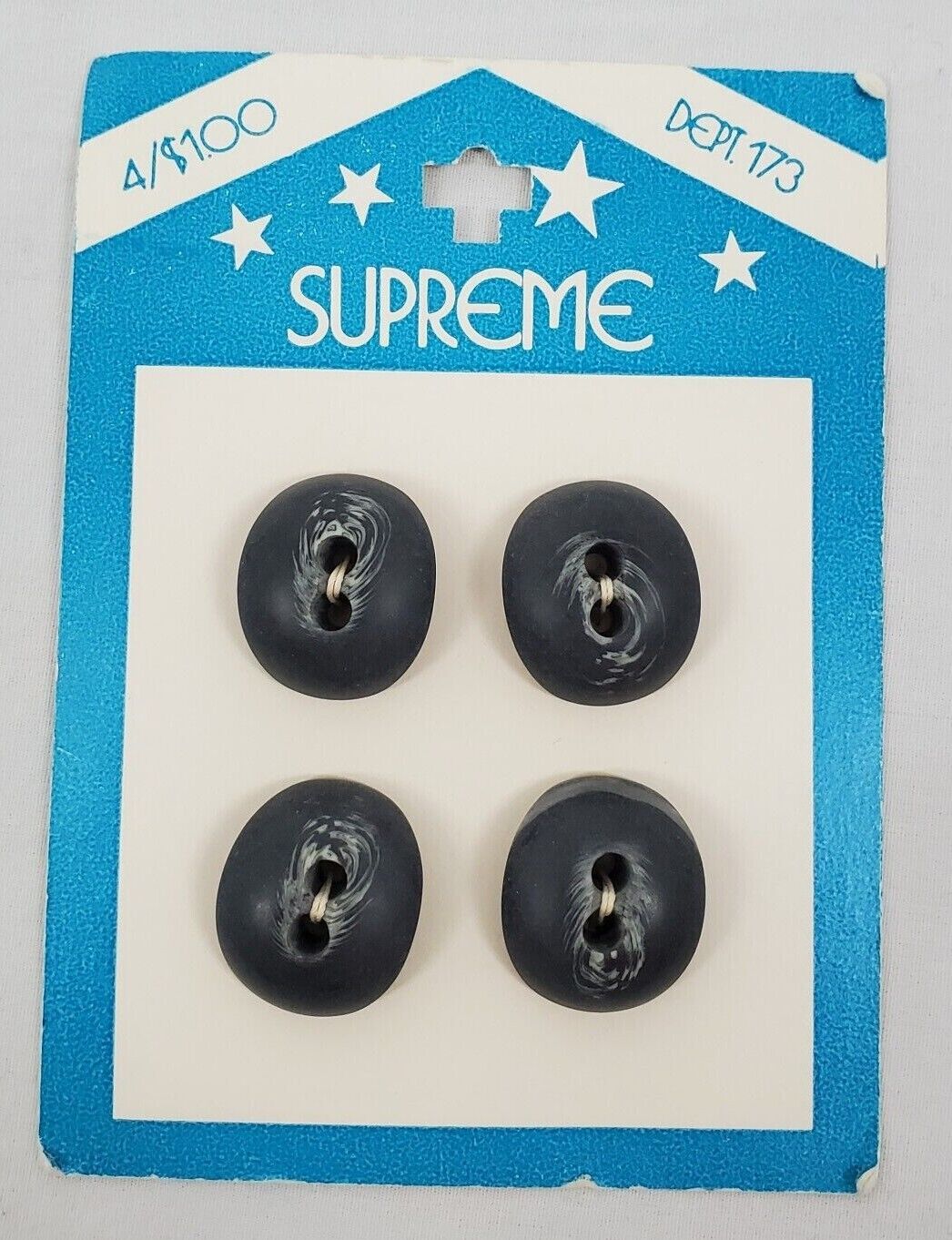 VINTAGE ~ Blue Bulky Oval Buttons - 4 Ea. 3/4\