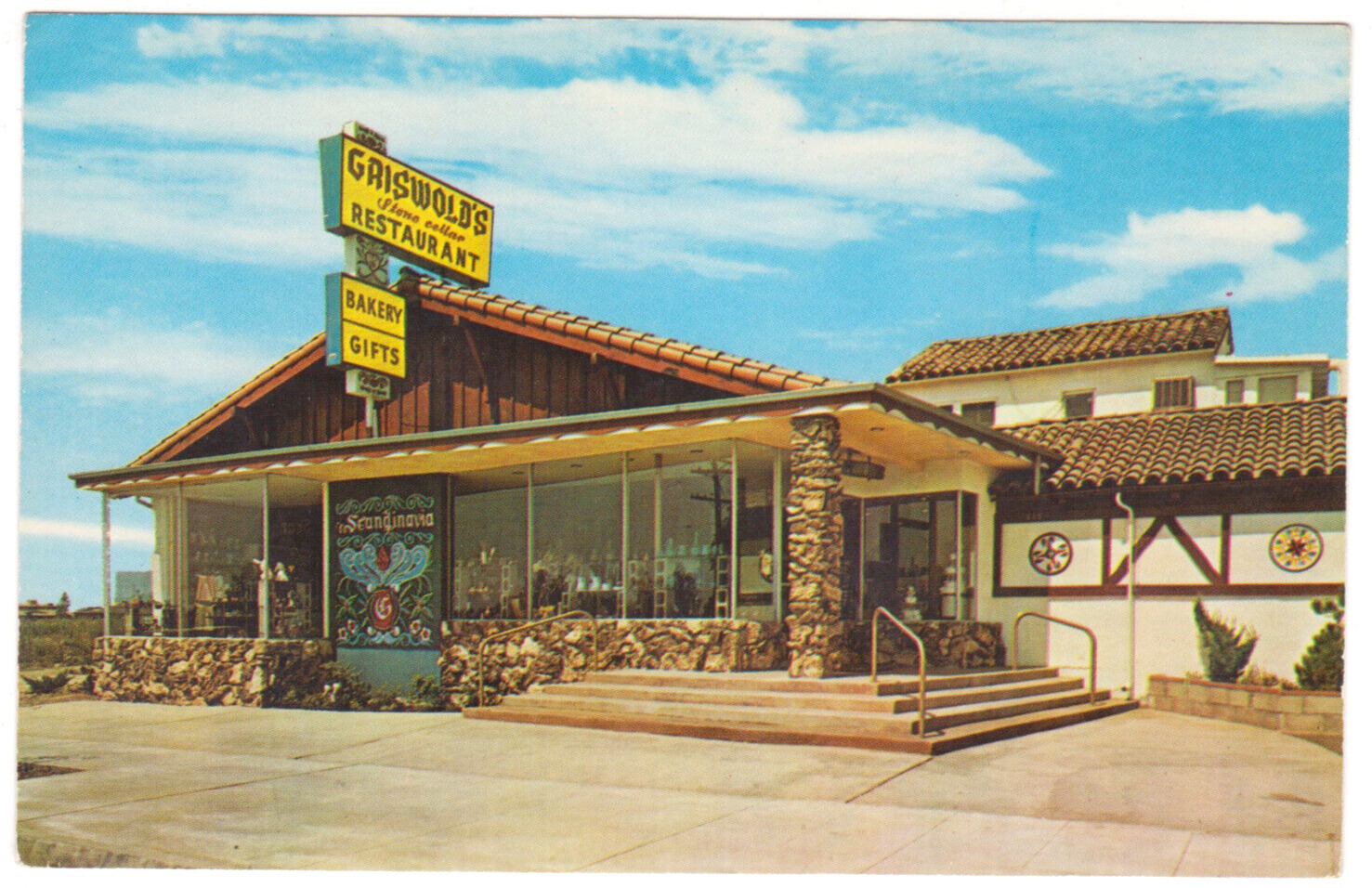 Vtg Postcard-Griswold\'s Swedish Restaurant-Claremont CA-Street View-Chrome-CA6