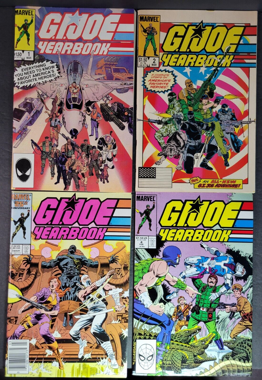 GI Joe Yearbook #1 2 3 4 Lot 1985 1986 1987 1988 Set Annual Marvel Comics