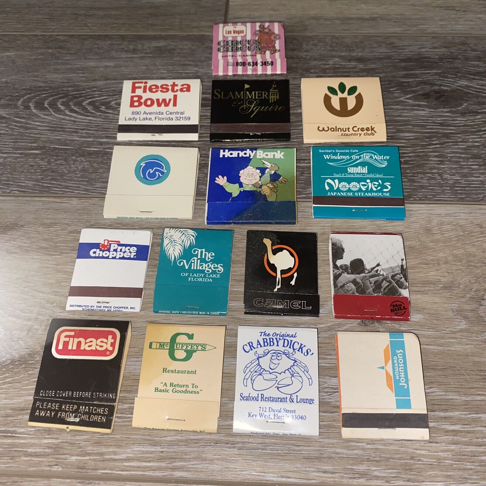 Vintage Lot of 15 Restaurant Circus Cruise Vacation Collectors Matchbook Matches
