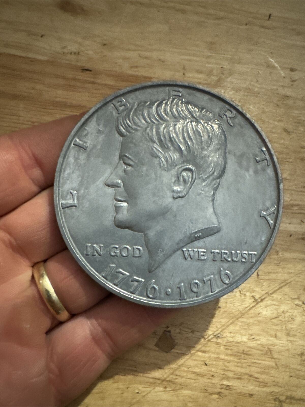 John F. Kennedy JFK Coin Paperweight Patina President Collector Gift Half Dollar