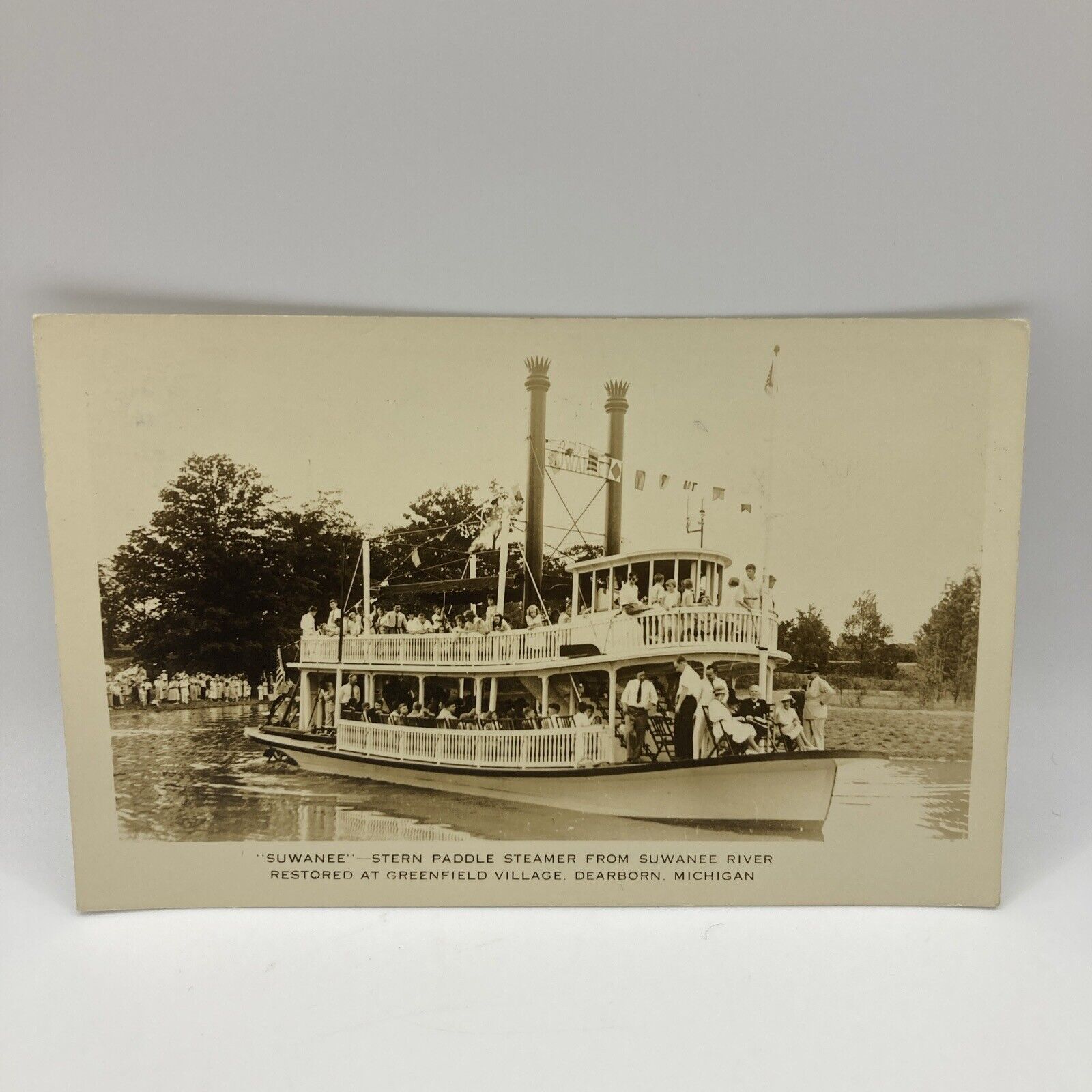 RPPC Postcard “Suwanee” Stern Paddle Steamer From Suwanee River Dearborn Mich. 