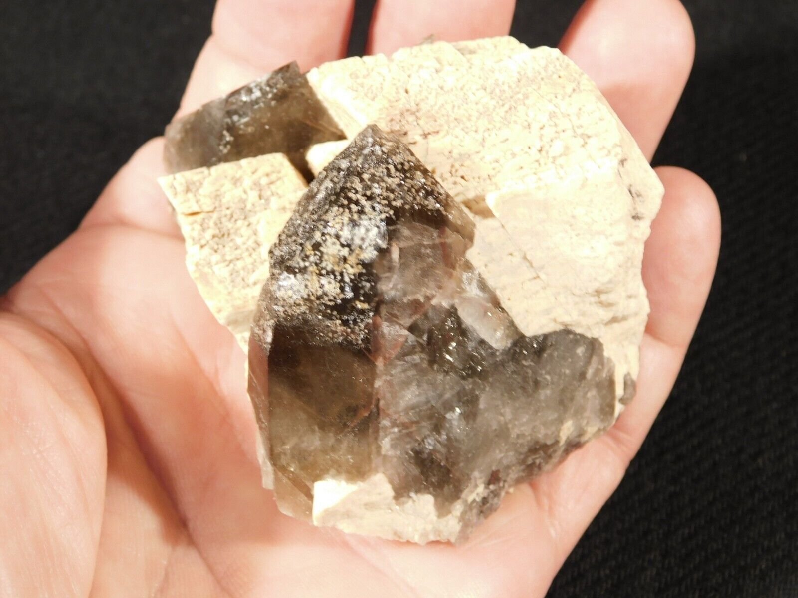 Larger Smoky Quartz Crystal Cluster on Microcline Colorado 291gr