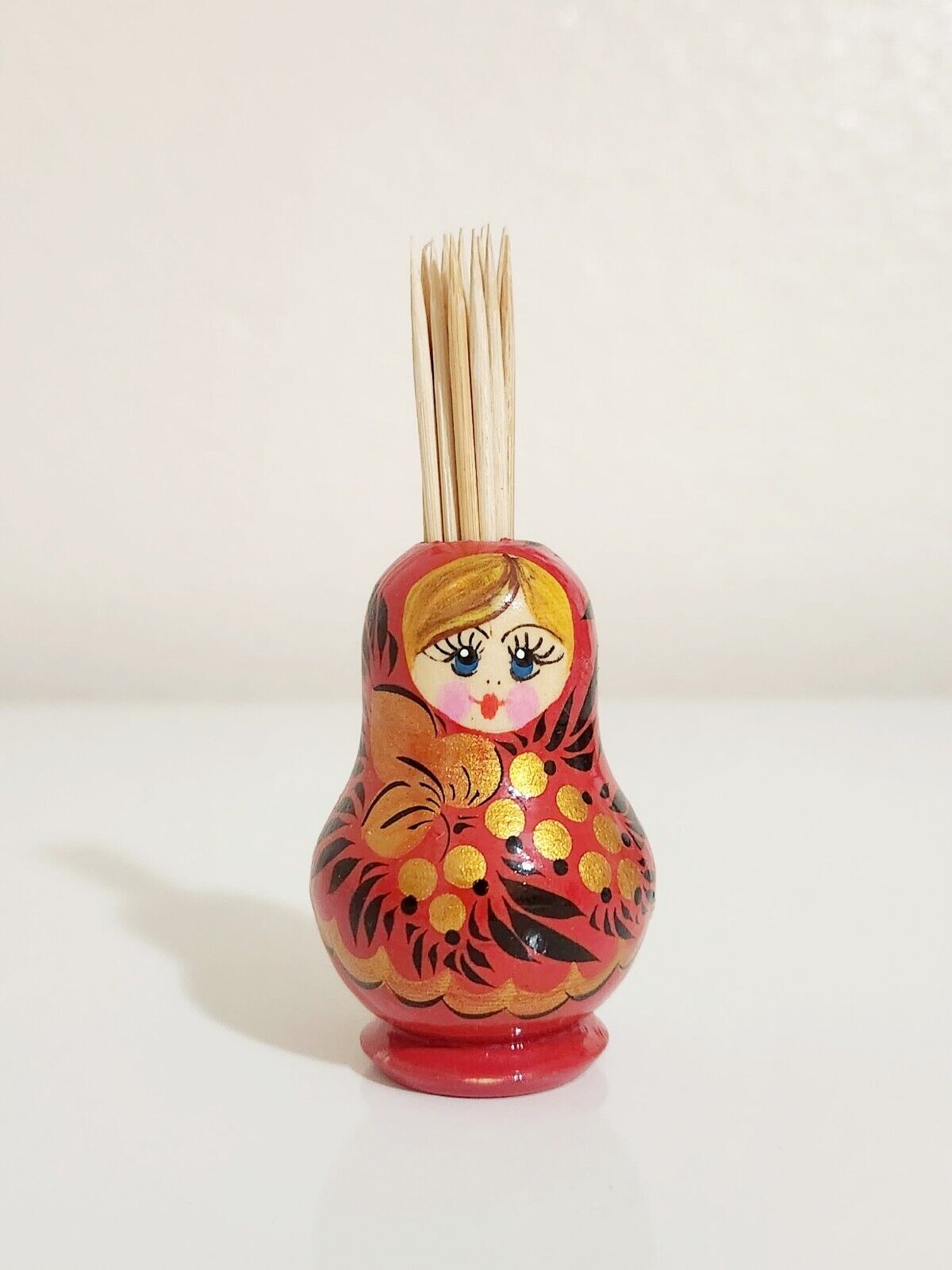 Russian Matryoshka Wooden Nesting Doll Toothpick Holder 2.5\