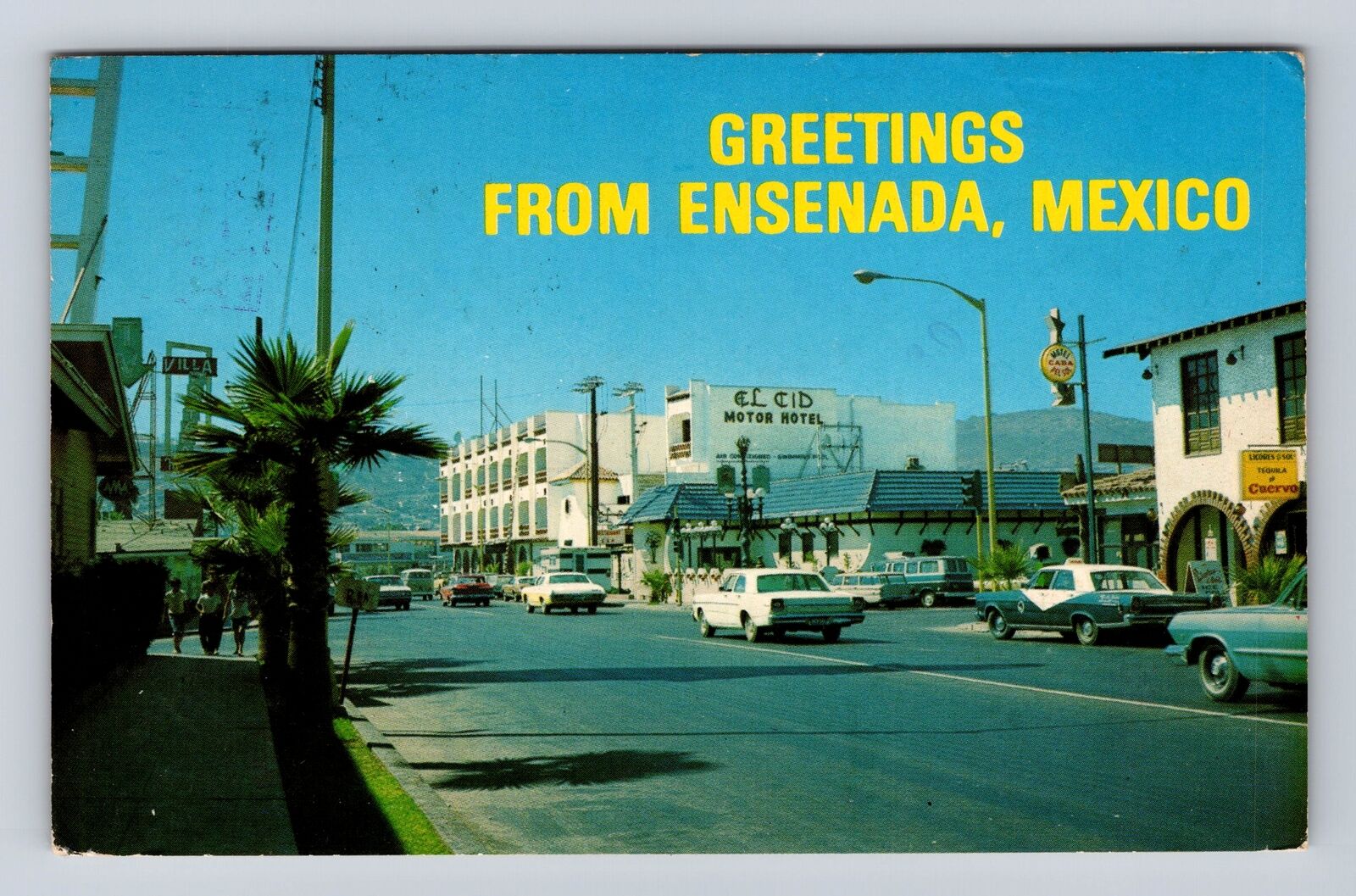 Ensenada-Mexico, General Greeting, Hotel Row, Antique Vintage Souvenir Postcard