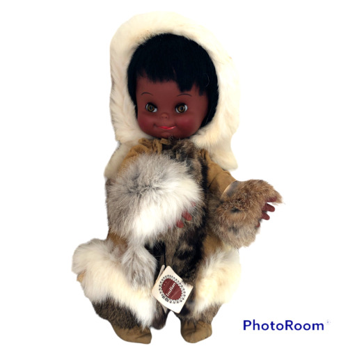 Vintage Collectable Doll/Authentic Canadian Indian/Beaver Fur/Certified by Dep.