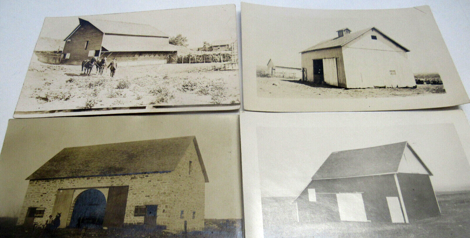 Lot of 4 Antique RPPC Real Photo Postcards Farms Barns Horses