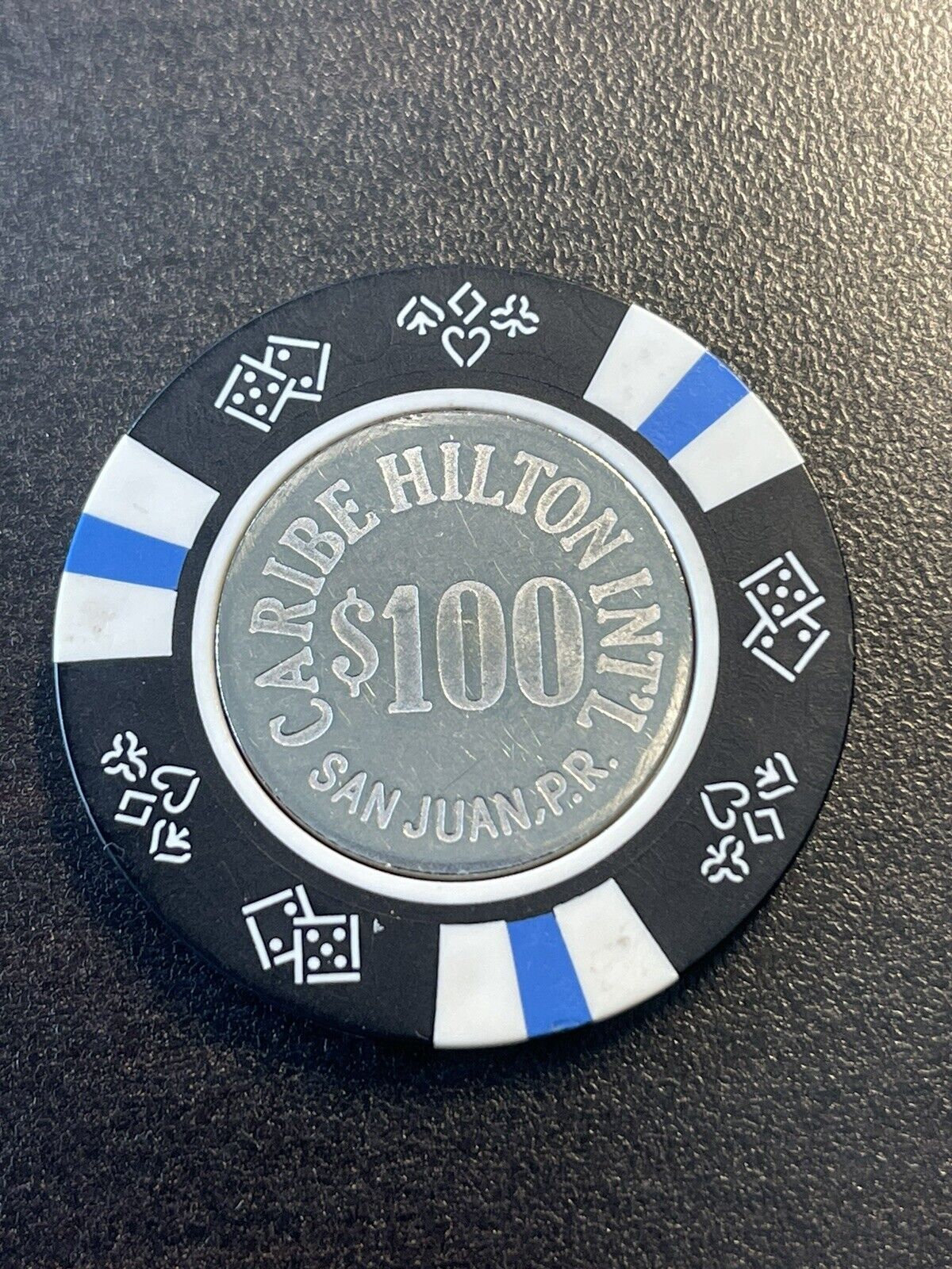 $100 Caribe Hilton San Juan Puerto Rico Casino Chip CHC-100D *Very Very Rare*